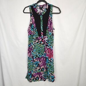 Nicole Miller Womens Colorful Shirt Dress‎ Sleeveless Size 14 Casual Buttons